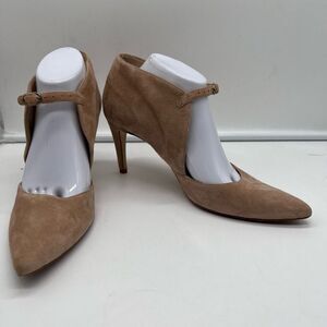 Free People Beige Suede Ankle Strap Heels